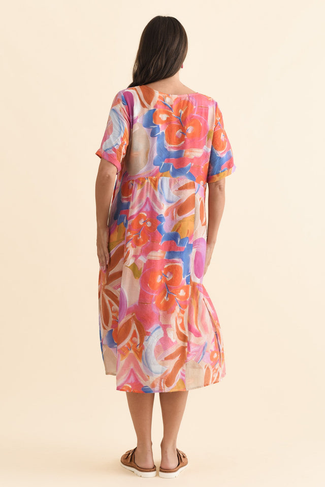 Christie Orange Floral Pocket Dress,Brunette model,alt text|model:MJ image 5