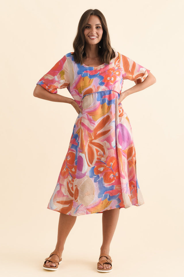 Christie Orange Floral Pocket Dress,Brunette model,alt text|model:MJ image 7