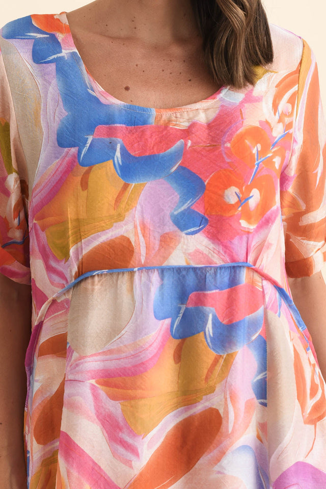 Christie Orange Floral Pocket Dress,Brunette model,alt text|model:MJ image 6