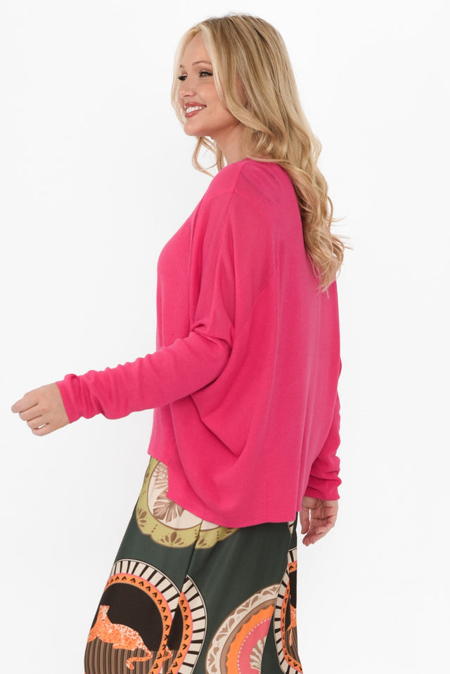 Clarity Hot Pink Knit Jumper,alt text|model:brookel image 4
