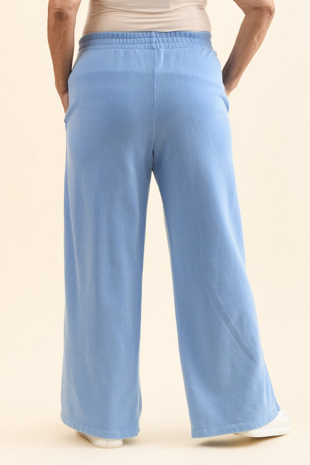 Classic Blue Cotton Split Sweatpants,Back,Brunette model,alt text|model:Pilita image 10