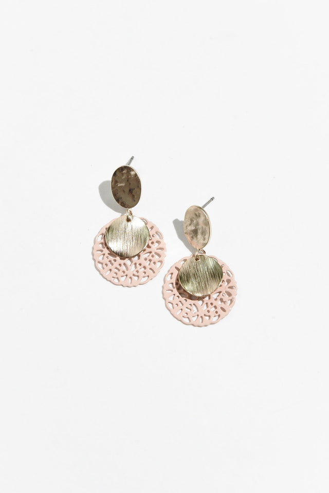Clem Rose Gold Disc Drop Earrings image 1