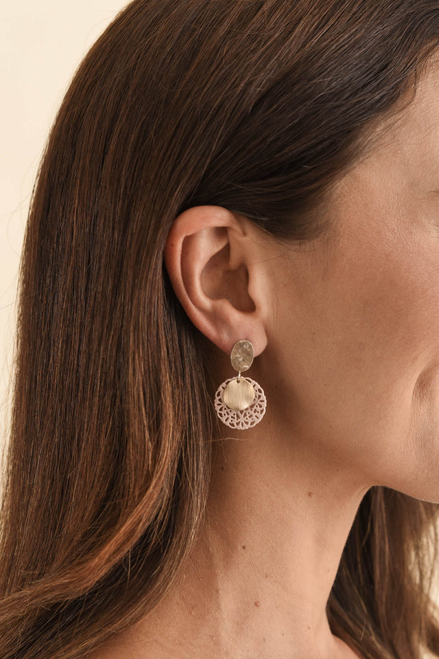 Clem Rose Gold Disc Drop Earrings image 2