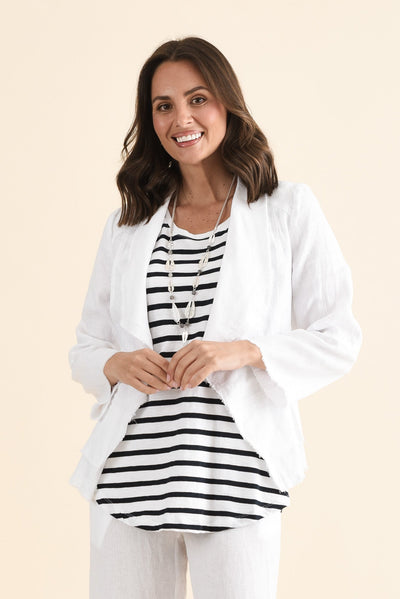 Clifford White Linen Frayed Jacket