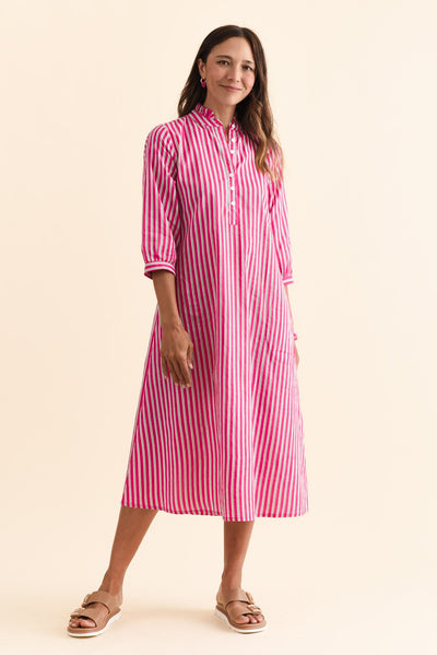Clive Pink Stripe Cotton Dress