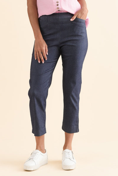 Cody Blue Denim Stretch Capri Pants