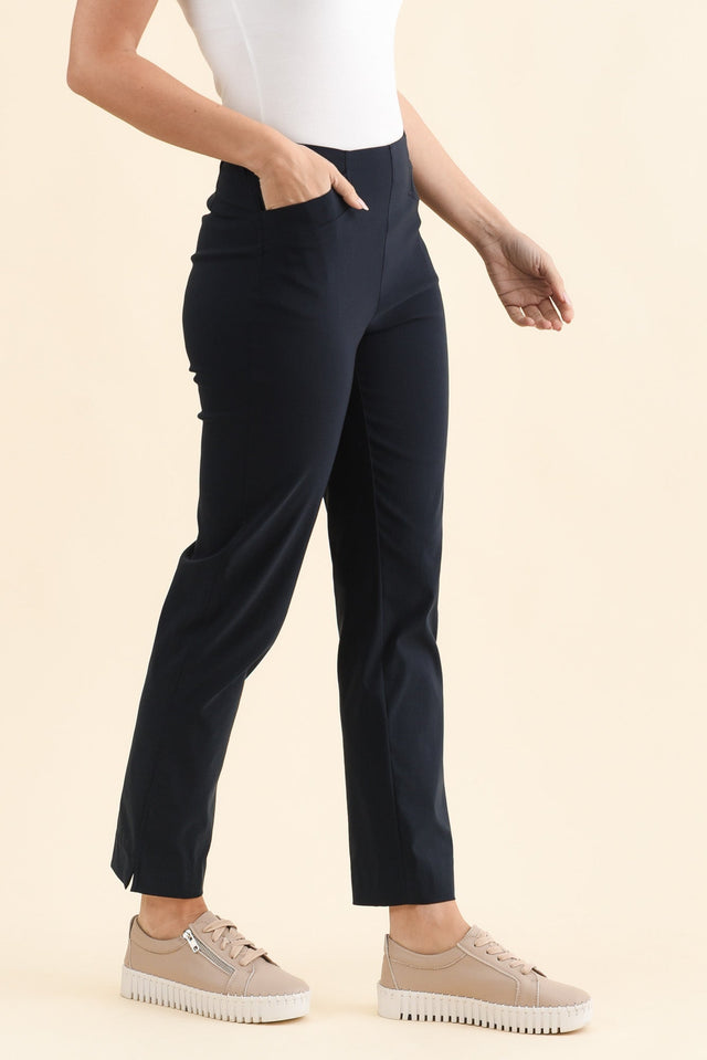 Cody Navy Stretch Pants,Brunette model,alt text|model:MJ image 4