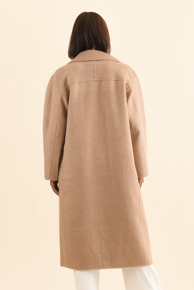 Cohan Camel Wool Blend Button Coat,Brunette model,alt text|model:Cara image 6
