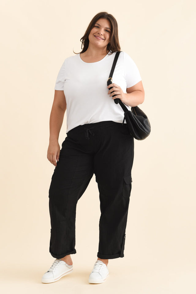 Colette Black Cargo Pants,Brunette model,alt text|model:Gabby image 11