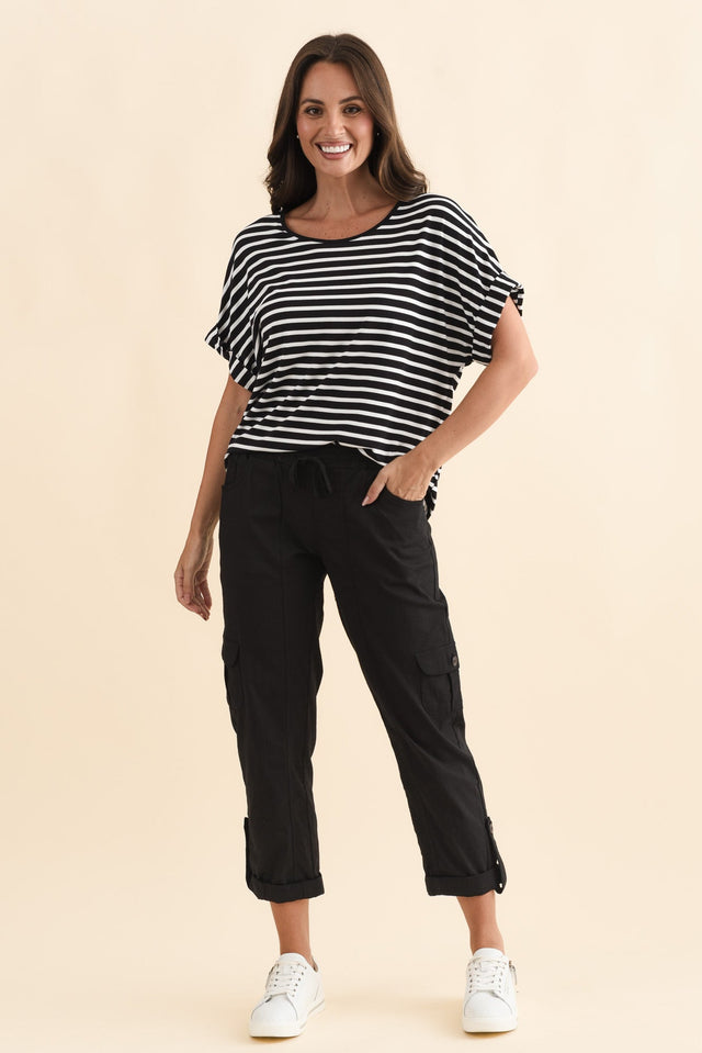 Colette Black Cargo Pants,Brunette model,alt text|model:MJ image 9