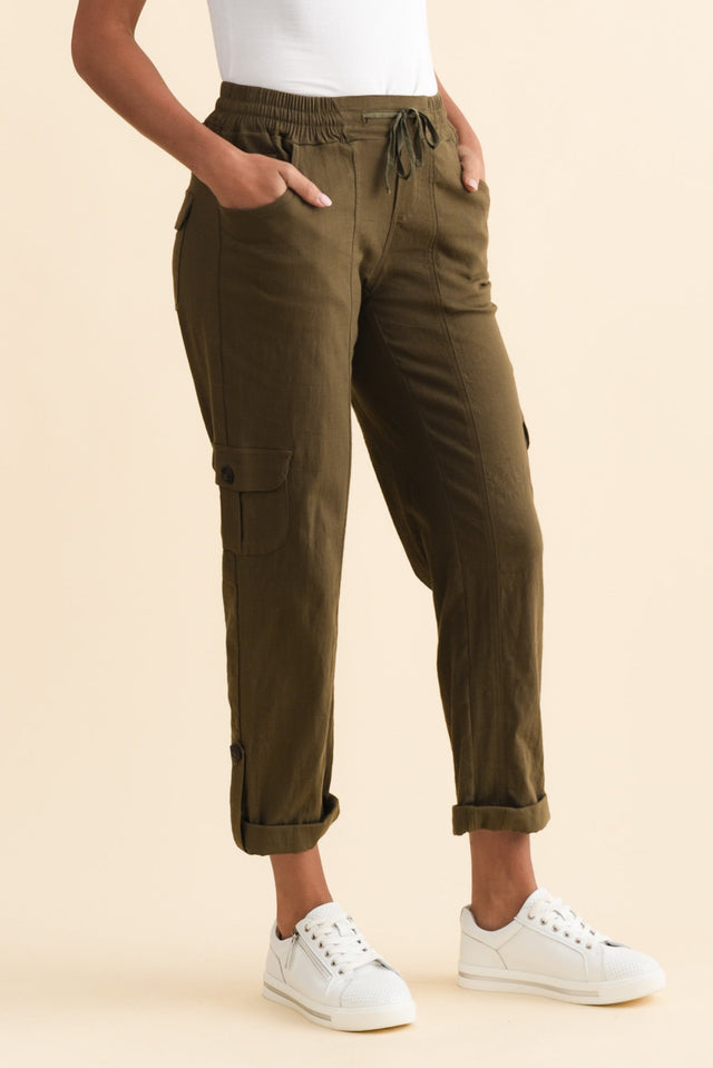 Colette Khaki Cargo Pants,Brunette model,alt text|model:Brontie image 5