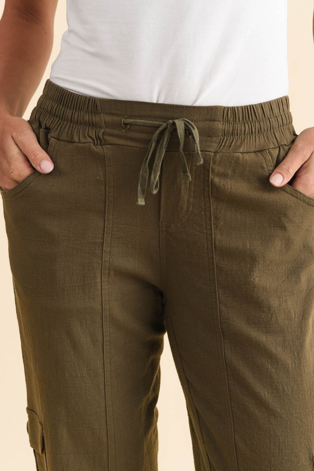 Colette Khaki Cargo Pants,Brunette model,alt text|model:Brontie image 7