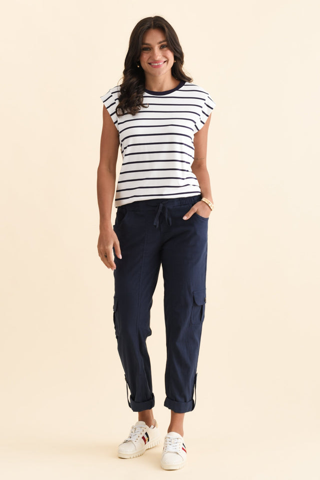 Colette Navy Cargo Pants,Brunette model,alt text|model:Brontie image 9