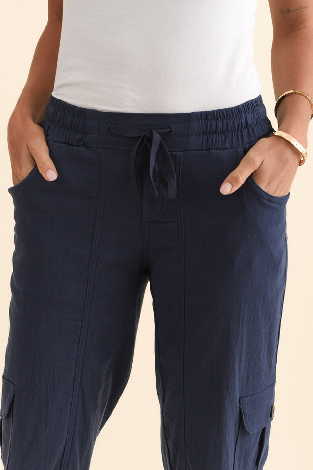 Colette Navy Cargo Pants,Brunette model,alt text|model:Brontie image 7
