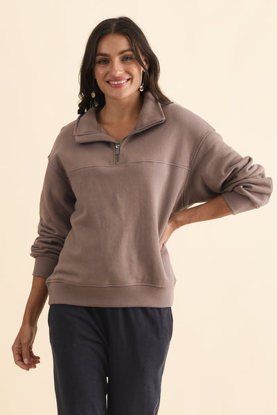 College Mocha Zip Sweatshirt
