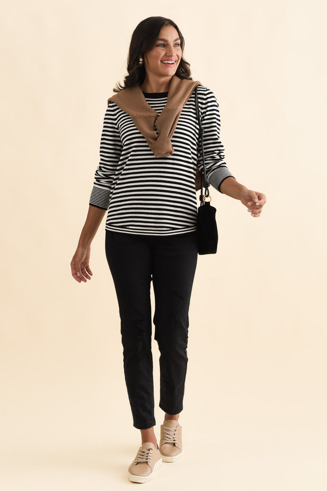 Colorado Black Stripe Knit Top,Brunette model,alt text|model:Brontie image 3