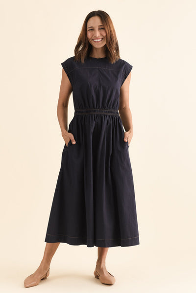 Cooper Navy Cotton Pocket Dress