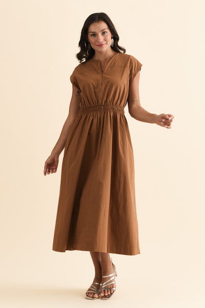 Cooper Mocha Cotton Pocket Dress