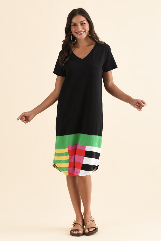 Copacabana Black Tonal Cotton Dress,Full Body,Brunette model,alt text|model:Brontie image 6