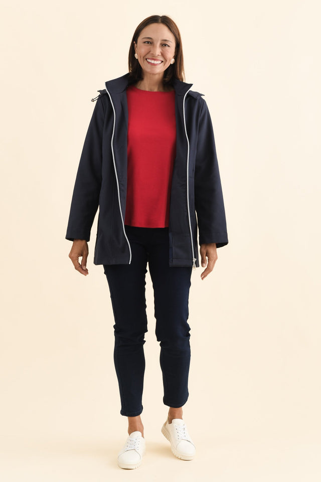 Cora Navy Zip Jacket,Brunette model,alt text|model:Cara image 9