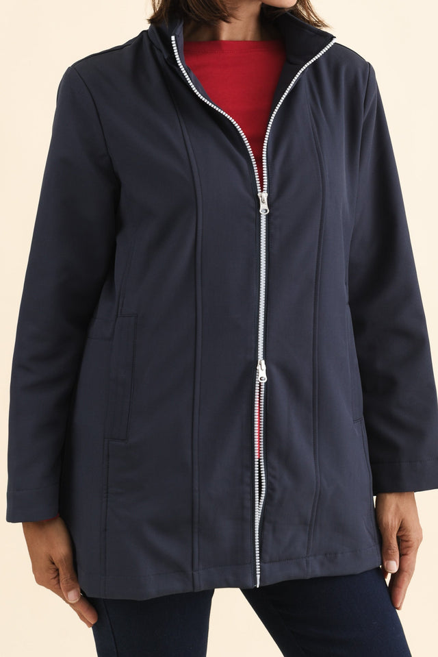 Cora Navy Zip Jacket,Brunette model,alt text|model:Cara image 6
