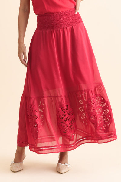 Cordelia Ruby Cotton Silk Skirt