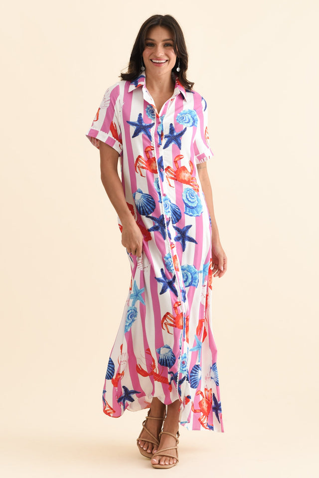 Corine Pink Beach Tie Dress,Brunette model,alt text|model:Brontie image 3