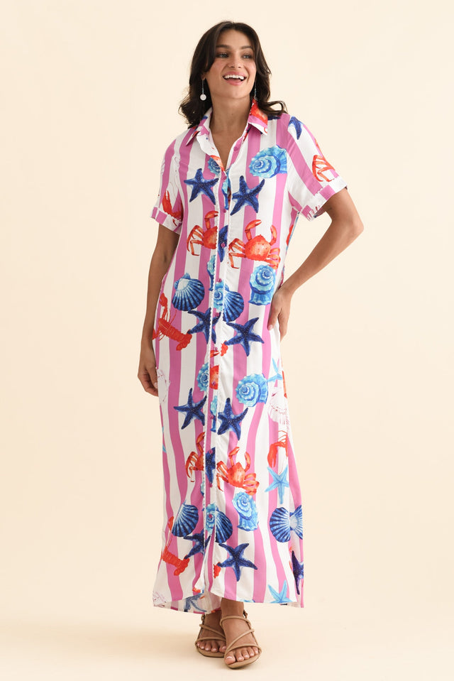 Corine Pink Beach Tie Dress,Brunette model,alt text|model:Brontie image 7