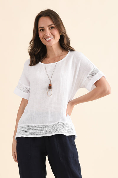Corinna White Linen Top