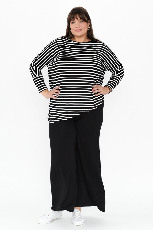 Cory Black Bamboo Wide Leg Pants,Brunette model,alt text|model:Gabby image 10
