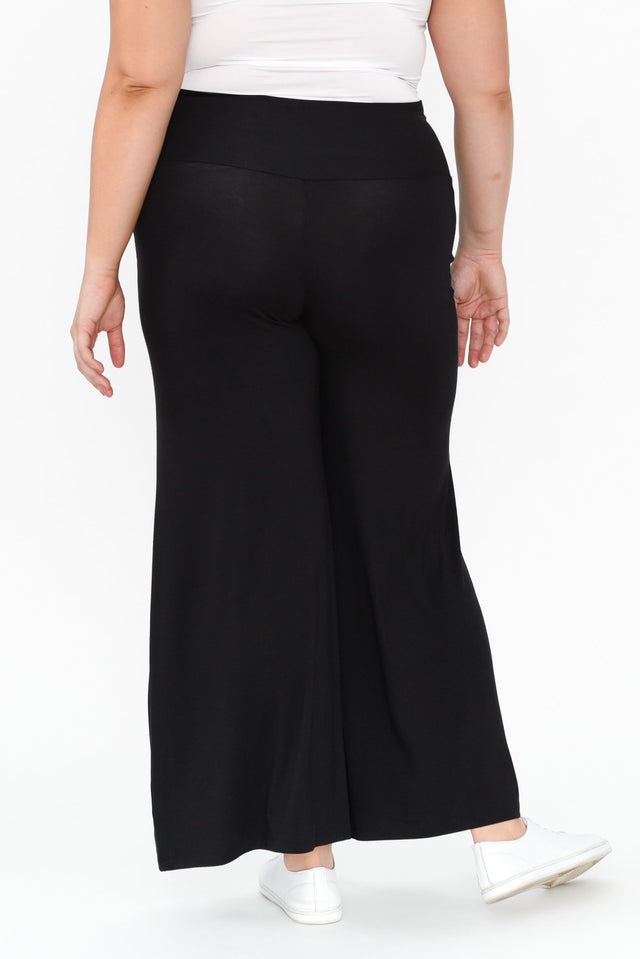 Cory Black Bamboo Wide Leg Pants,Brunette model,alt text|model:Gabby image 11