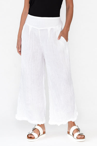 Costello White Crinkle Cotton Pants