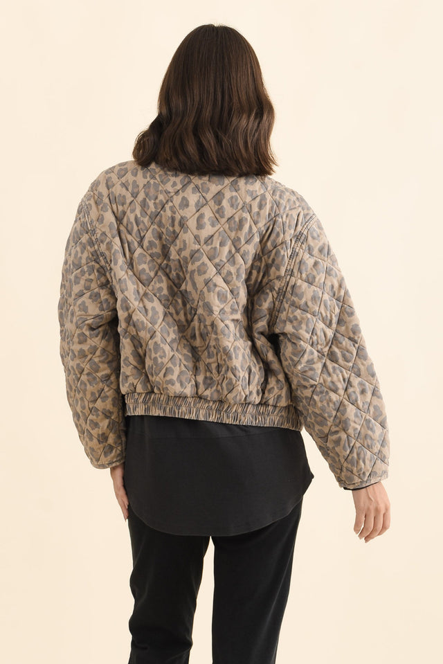 Courtney Tan Leopard Bomber Jacket,Brunette model,alt text|model:MJ image 6
