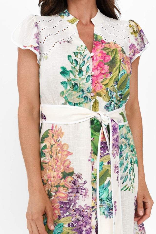 Cristina Wisteria Alba Linen Blend Dress,Brunette model,alt text|model:Elouise image 6