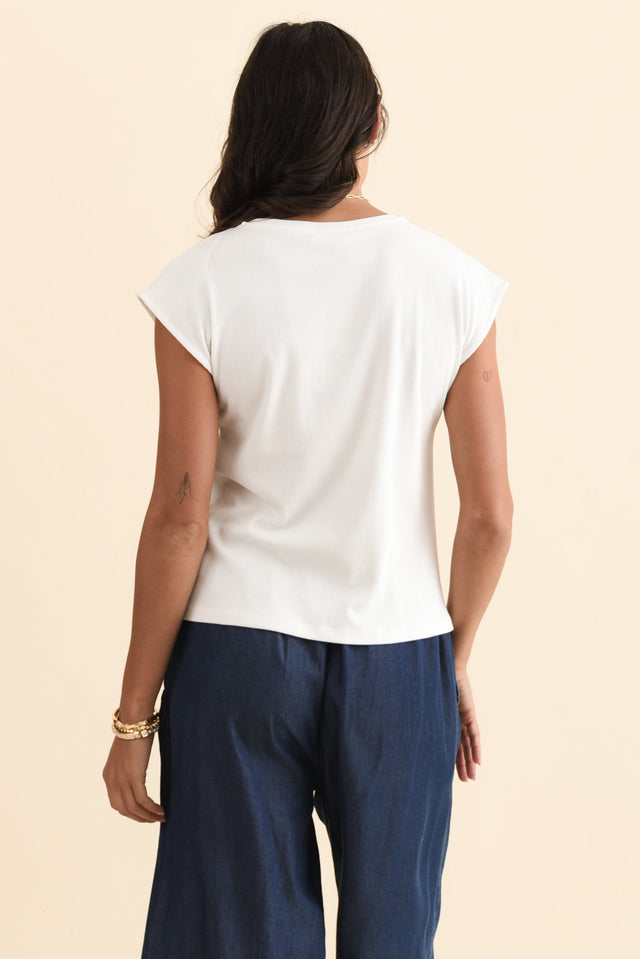 Cuff White Ribbed Tee,Brunette model,alt text|model:Brontie image 5