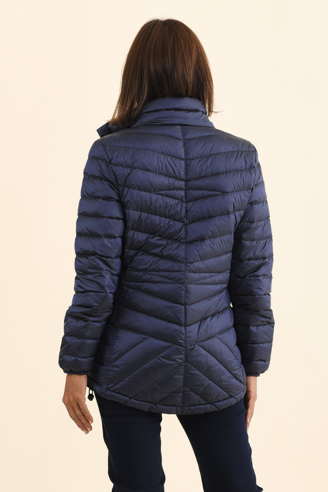 Cushla Navy Down Puffer Jacket,Brunette model,alt text|model:Cara image 5