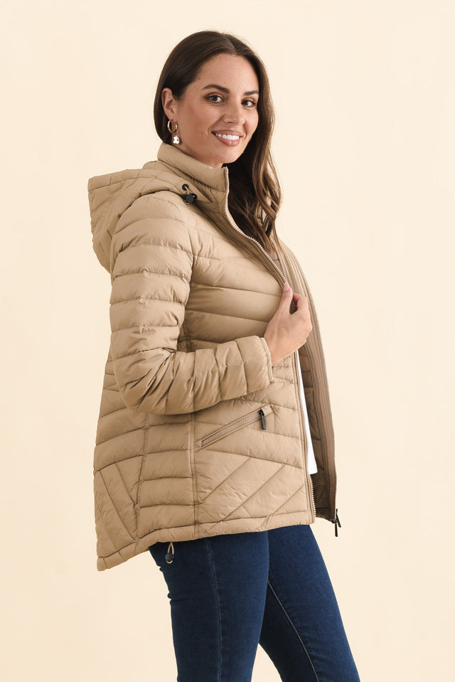 Cushla Oat Down Puffer Jacket,Brunette model,alt text|model:MJ image 4