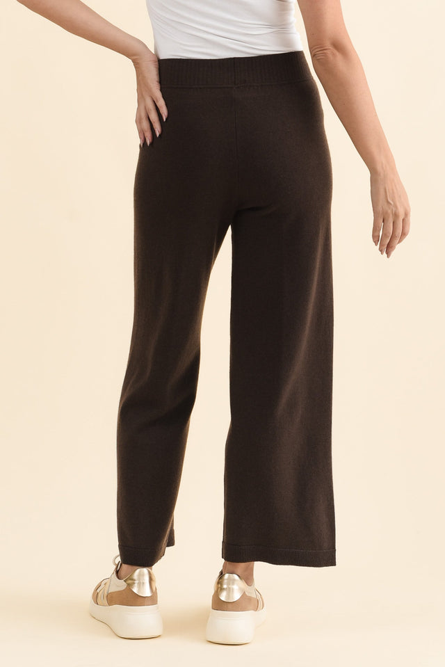 Dalia Chocolate Wool Cashmere Pants,Brunette model,alt text|model:MJ image 5