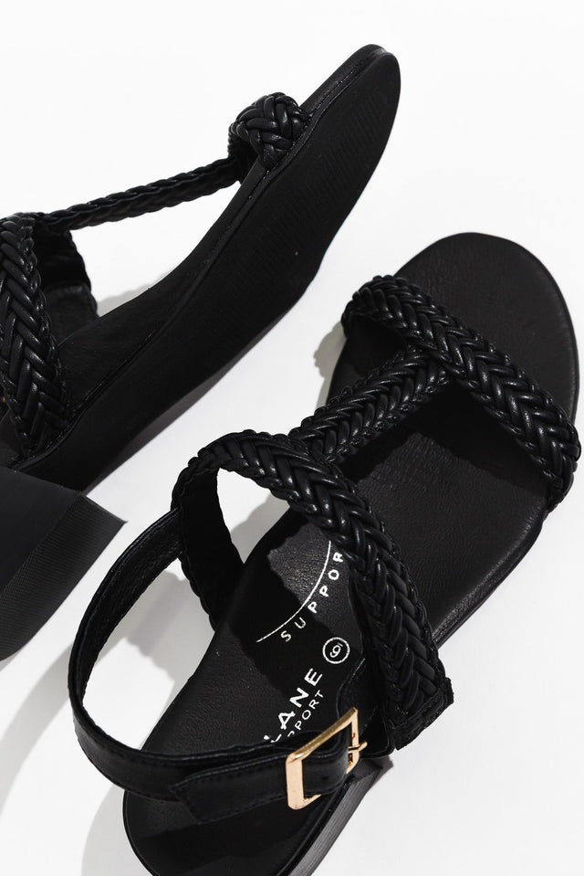 Damzel Black Leather Woven Sandal image 6