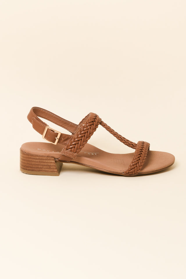 Damzel Tan Leather Woven Sandal image 1