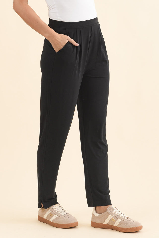 Dana Black Micro Modal Pants,Brunette model,alt text|model:MJ image 5
