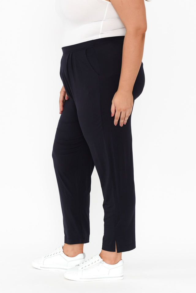 Dana Navy Micro Modal Pants,Brunette model,alt text|model:Gabby image 11