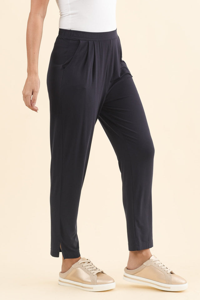 Dana Navy Micro Modal Pants,Brunette model,alt text|model:MJ image 5