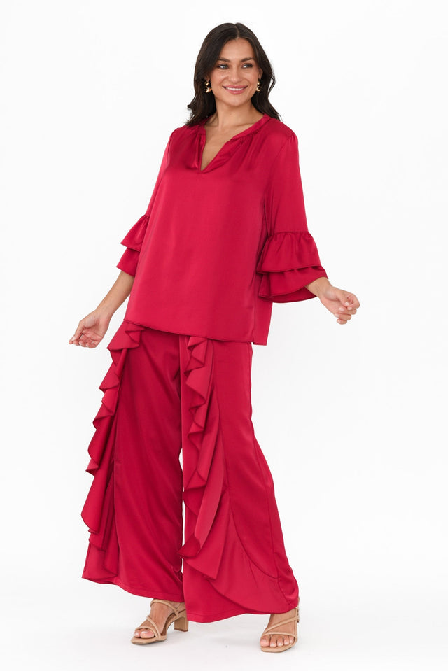 Dancer Red Ruffle Pants,Brunette model,alt text|model:Brontie image 8