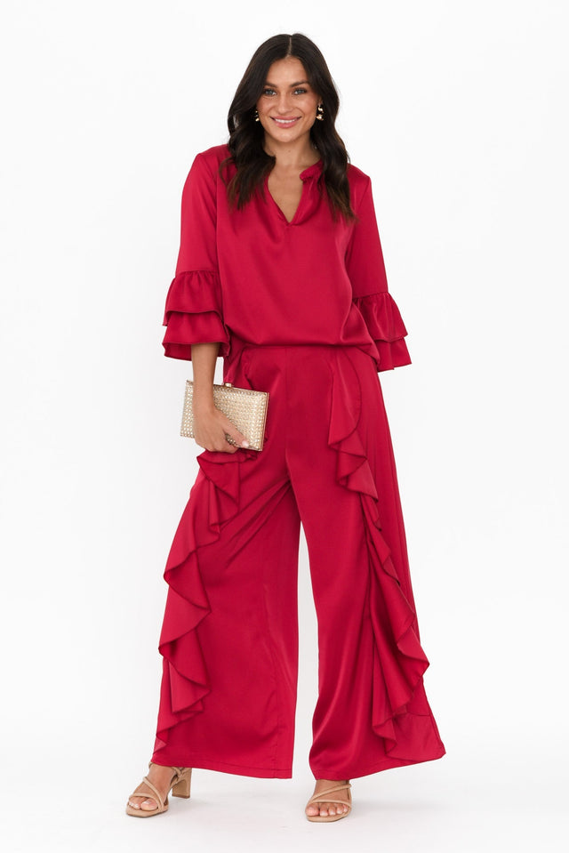Dancer Red Ruffle Pants,Brunette model,alt text|model:Brontie image 4