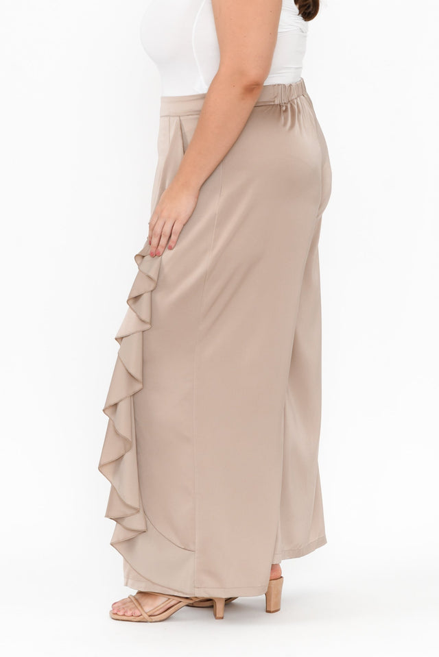Dancer Taupe Ruffle Pants,Brunette model,alt text|model:Gabby image 10