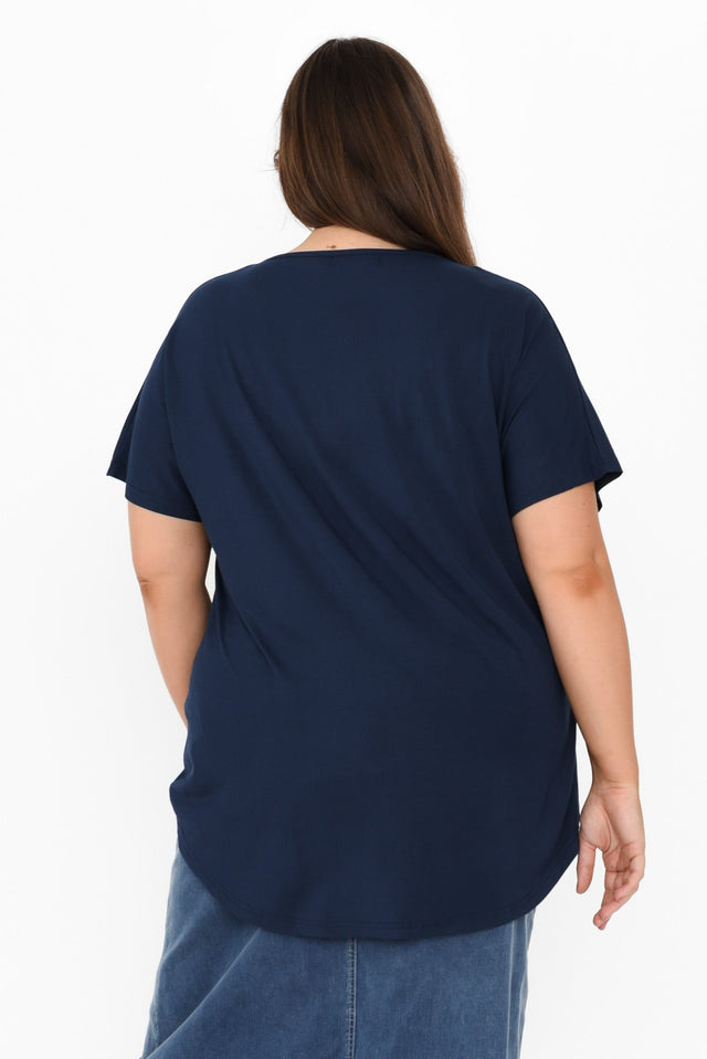 Danya Navy Bamboo Top,Brunette model,alt text|model:Gabby image 10