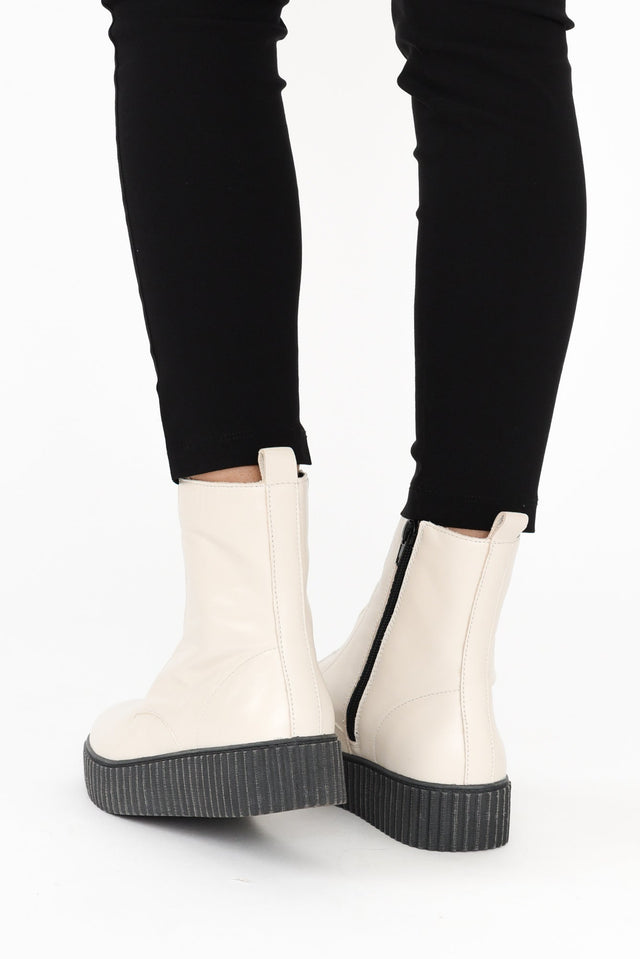 Date Cream Leather Platform Boot image 7