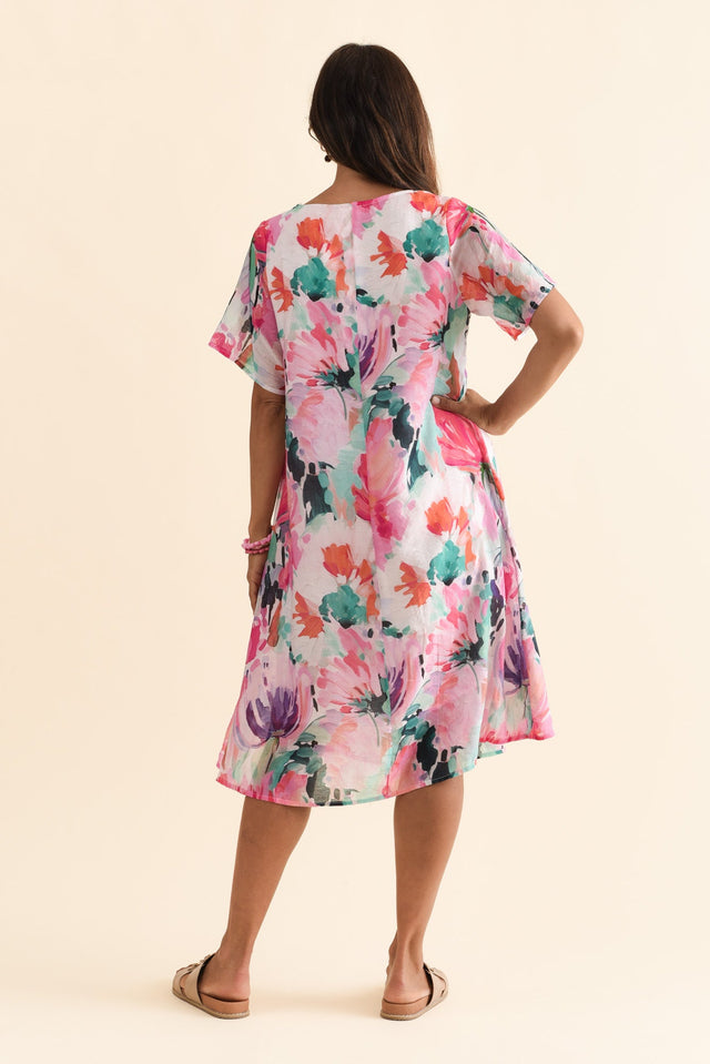 Debbie Pink Floral Pleated Dress,Brunette model,alt text|model:Cara image 6