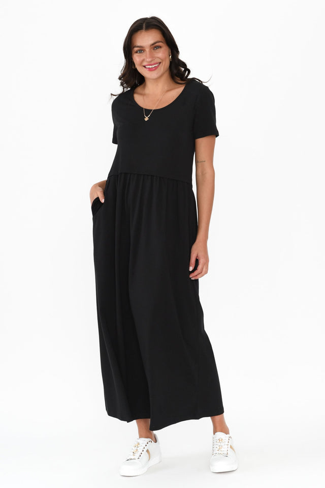 Deidra Black Cotton Pocket Dress image 6